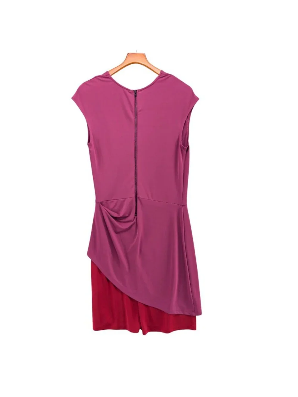 Narciso Rodriguez Drapey Dress Mulberry Burgundy Colorblock Overlay Stretch Sz M